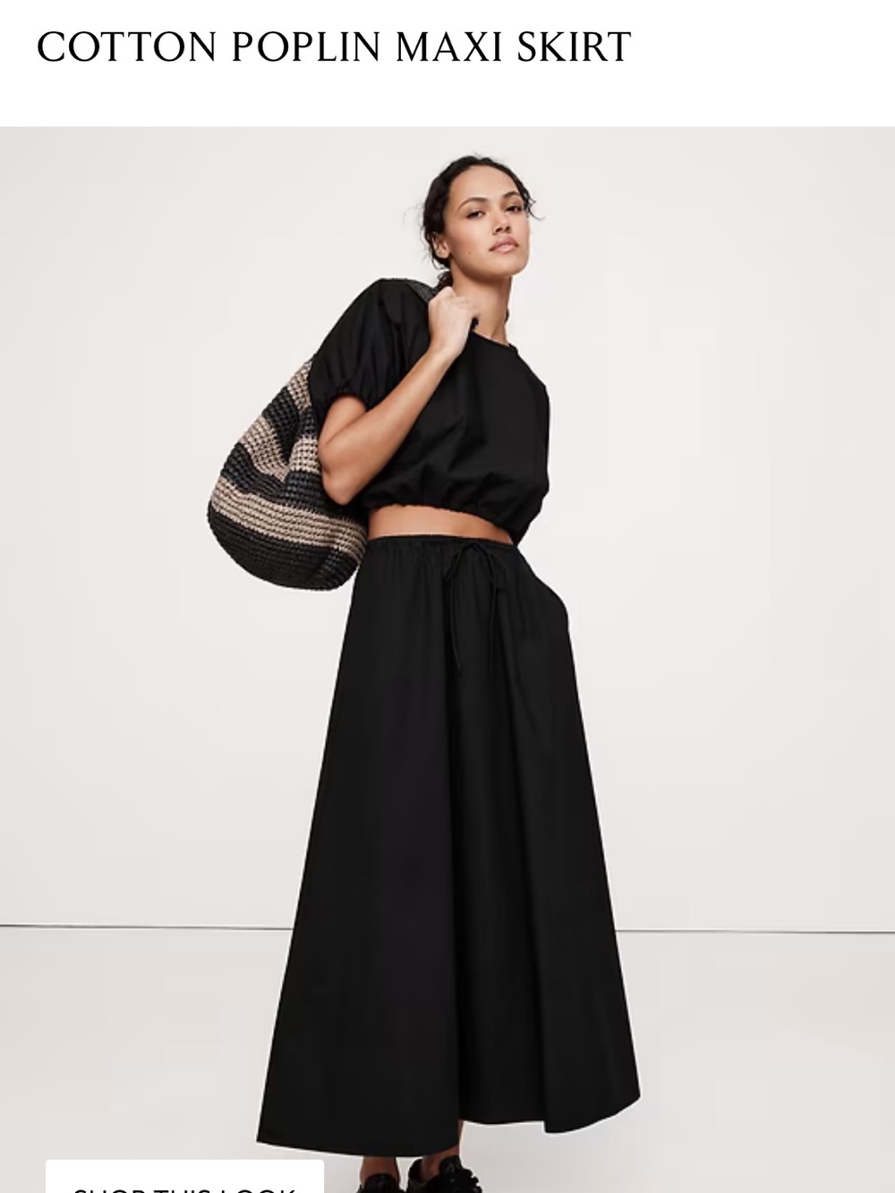 Banana Republic Cotton Poplin Maxi Skirt. Black. Size L. NWT